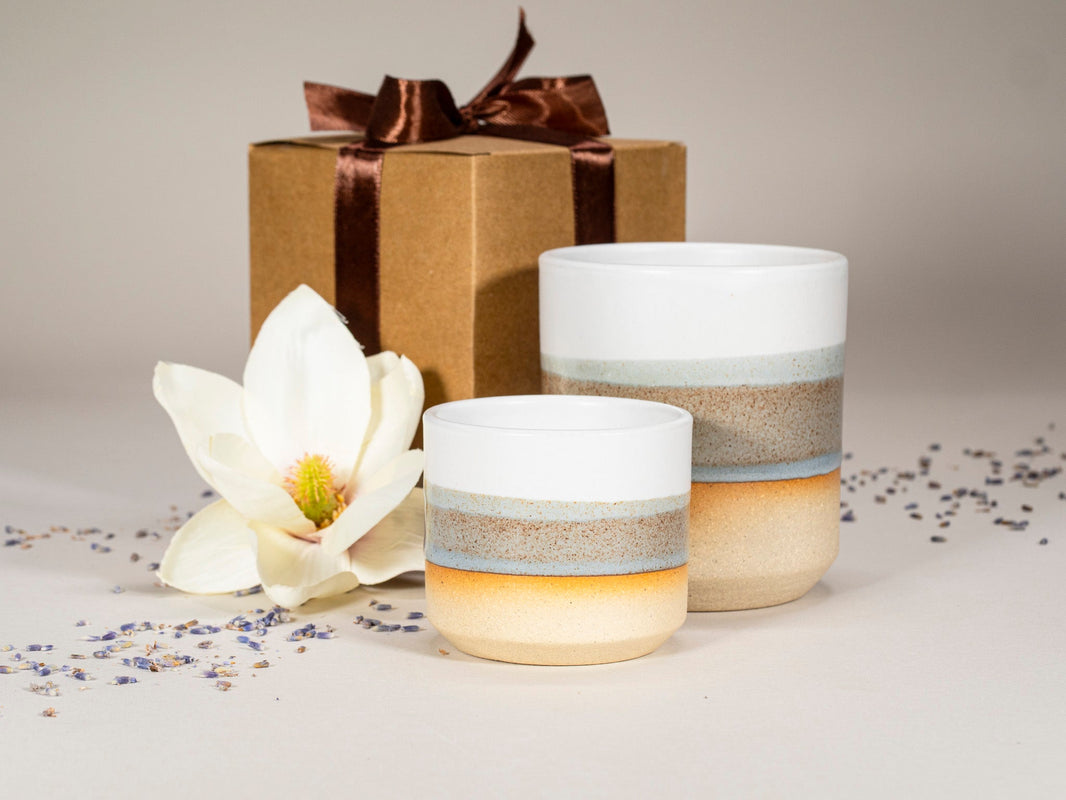 Spinware Cup Duo Gift Set — Brown-Blue & White Stoneware