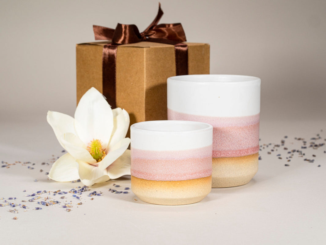 Spinware Cup Duo Gift Set — Pink & White Stoneware