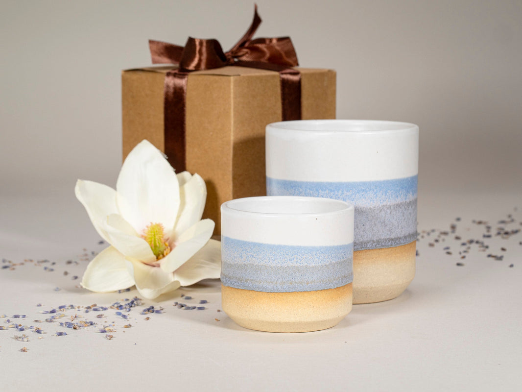 Spinware Cup Duo Gift Set — Blue-Purple & White Stoneware