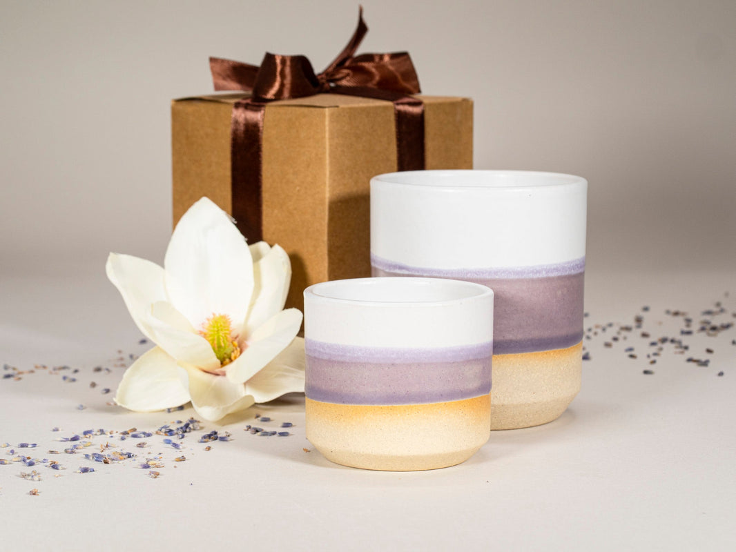 Spinware Cup Duo Gift Set — Purple & White Stoneware