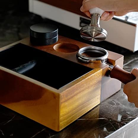Artizan 58mm Espresso Knock Box & Tamping Station — Walnut