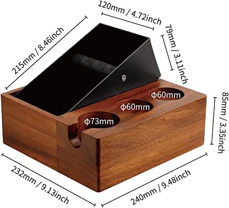 Artizan 58mm Espresso Knock Box & Tamping Station — Walnut