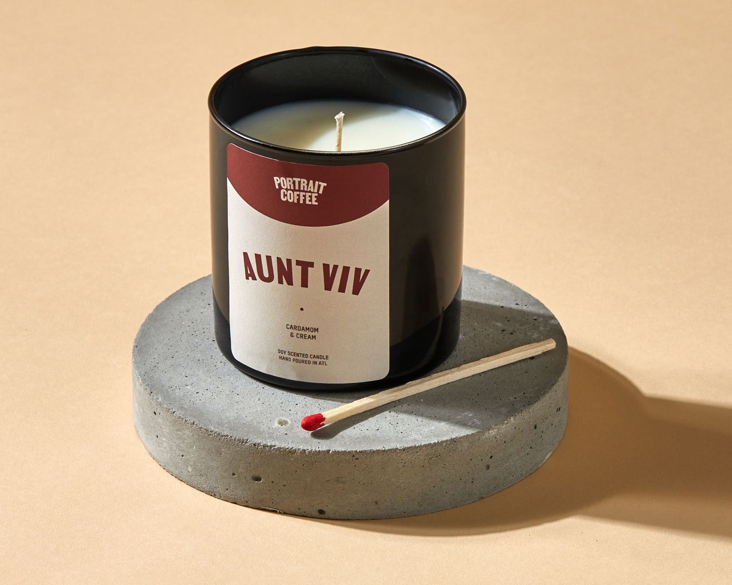 Aunt Viv cardamom and cream candle hand-poured by Portrait Coffee