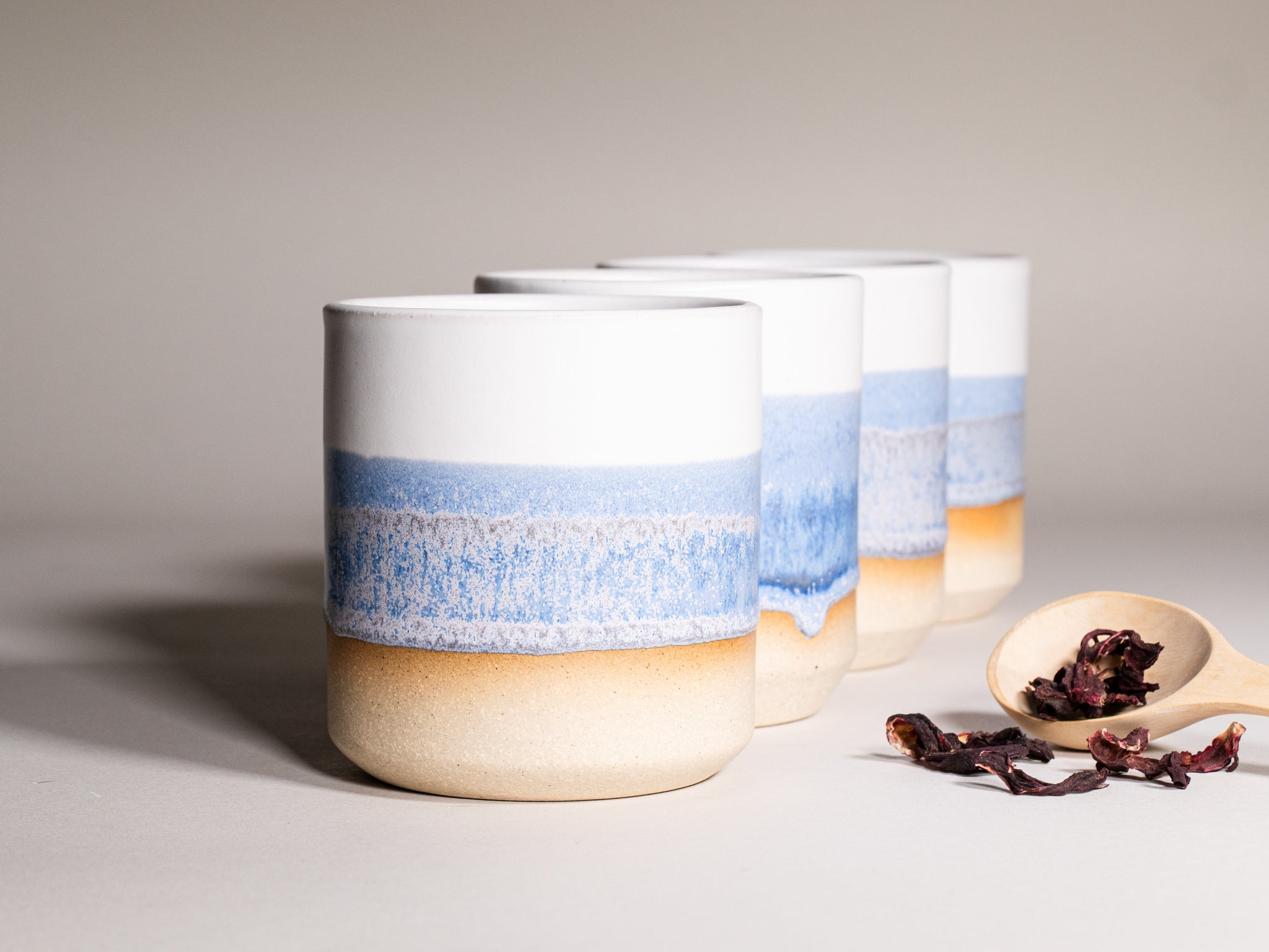 Spinware 14 oz Stoneware Tumbler — Blue-Purple & White