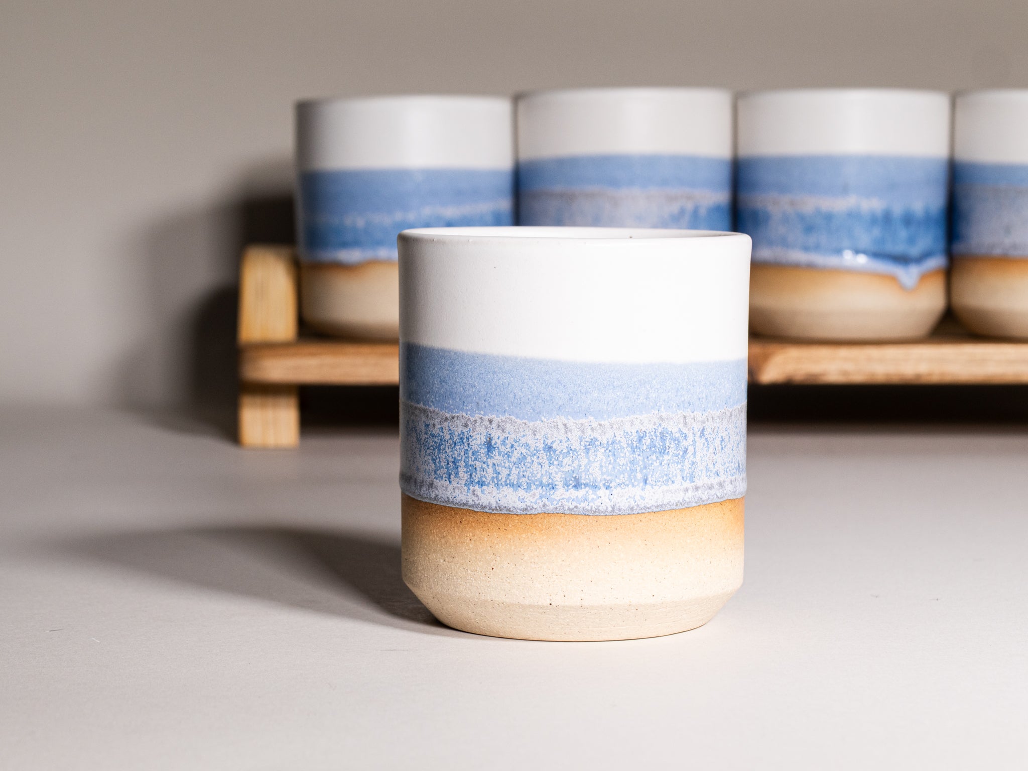 Spinware 14 oz Stoneware Tumbler — Blue-Purple & White