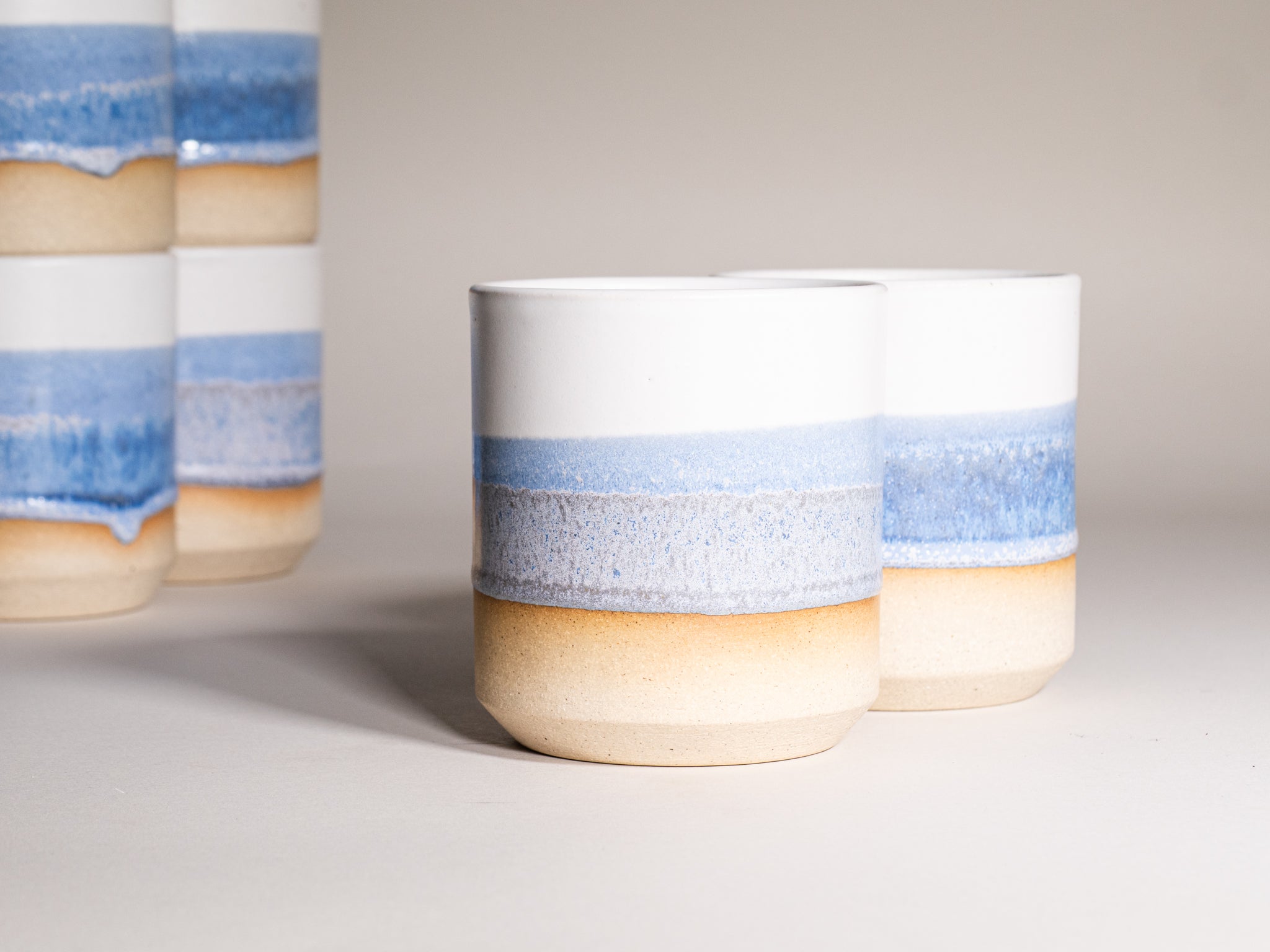 Spinware 14 oz Stoneware Tumbler — Blue-Purple & White
