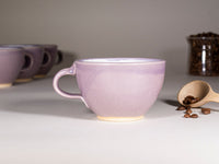 Spinware Latte Cup — Purple & White Stoneware (10–12 oz)
