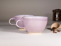 Spinware Latte Cup — Purple & White Stoneware (10–12 oz)