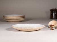 Spinware Latte Cup — Speckled & White Stoneware (10–12 oz)