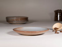 Spinware Latte Cup — Brown-Blue & White Stoneware (10–12 oz)