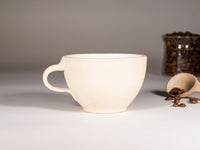 Spinware Latte Cup — Sandy & White Stoneware (10–12 oz)