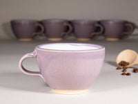 Spinware Latte Cup — Purple & White Stoneware (10–12 oz)