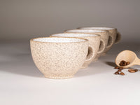 Spinware Latte Cup — Speckled & White Stoneware (10–12 oz)
