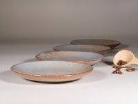 Spinware Latte Cup — Brown-Blue & White Stoneware (10–12 oz)