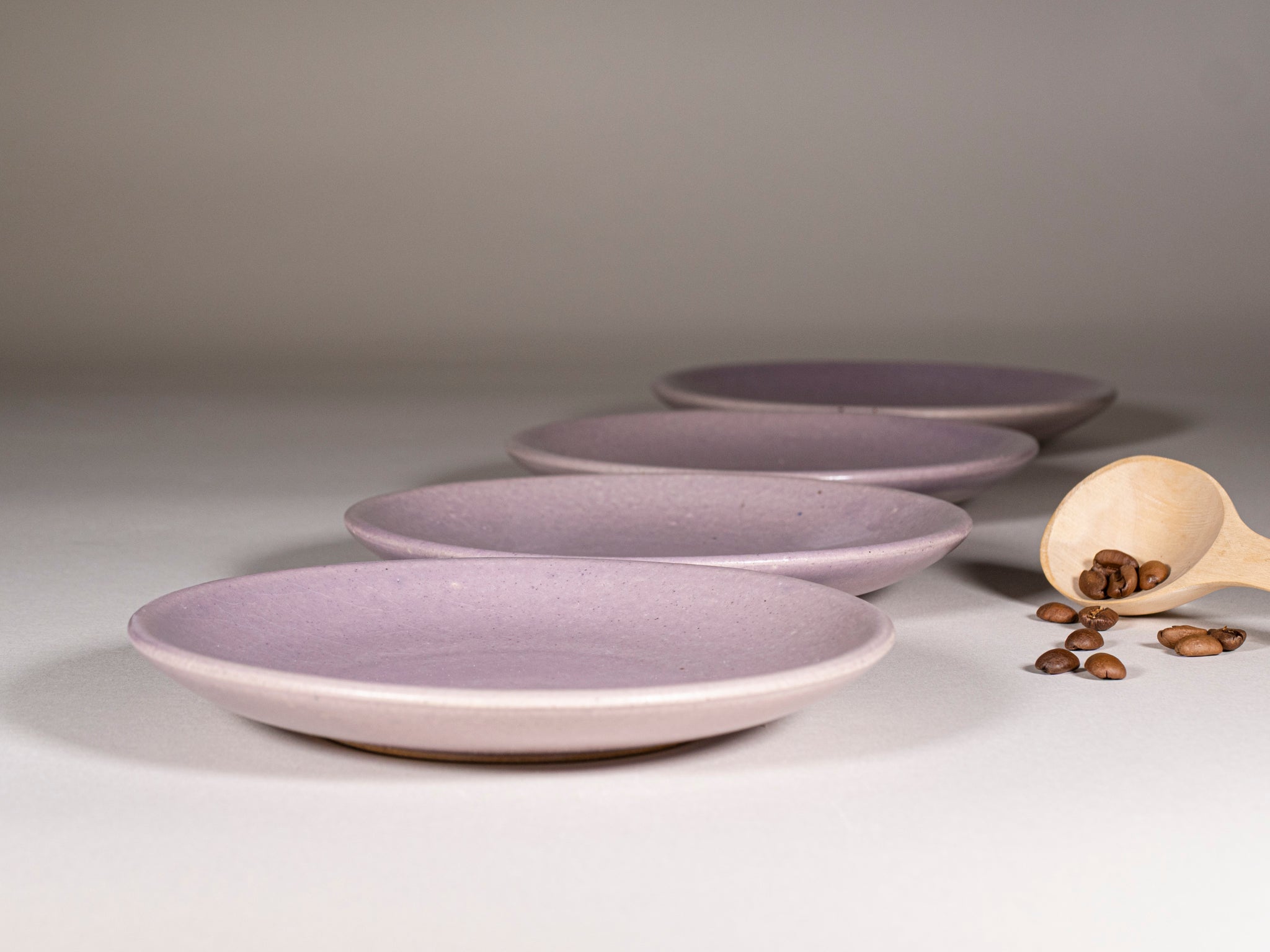 Spinware Latte Cup — Purple & White Stoneware (10–12 oz)