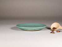 Spinware Latte Cup — Green & White Stoneware (10–12 oz)
