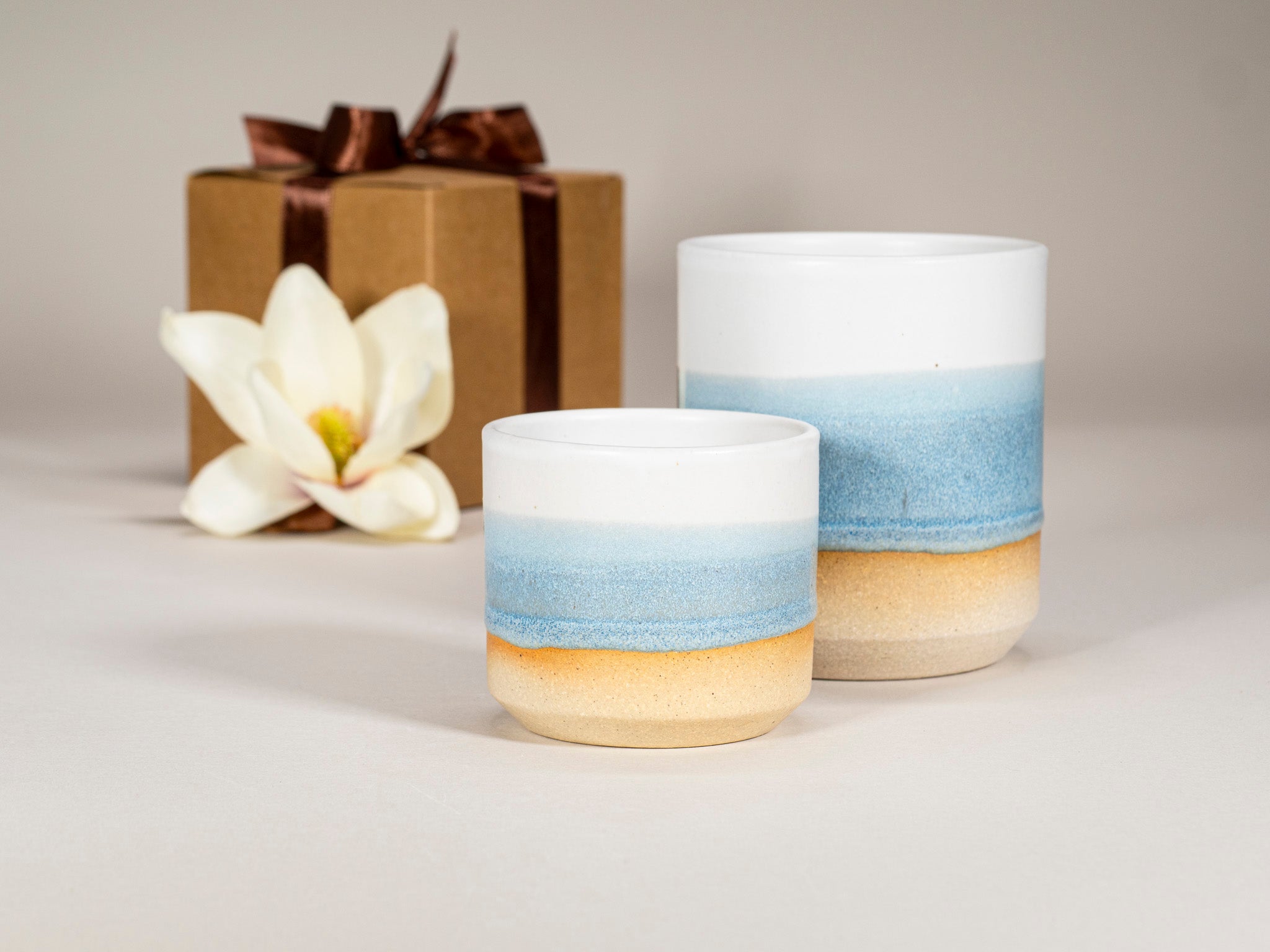 Spinware Cup Duo Gift Set — Ice Blue & White Stoneware