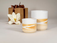 Spinware Cup Duo Gift Set — Sandy & White Trailed Stoneware