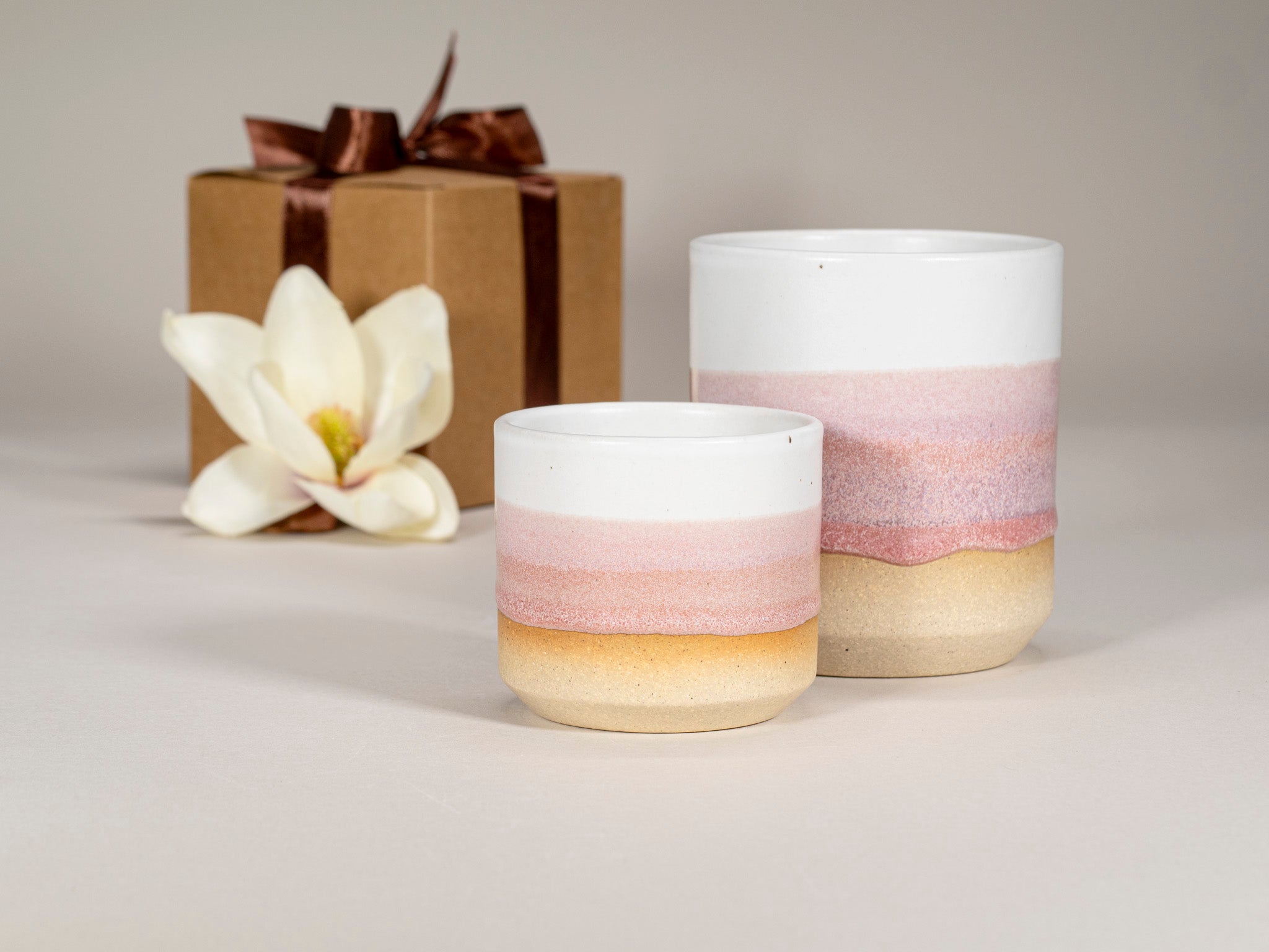 Spinware Cup Duo Gift Set — Pink & White Stoneware