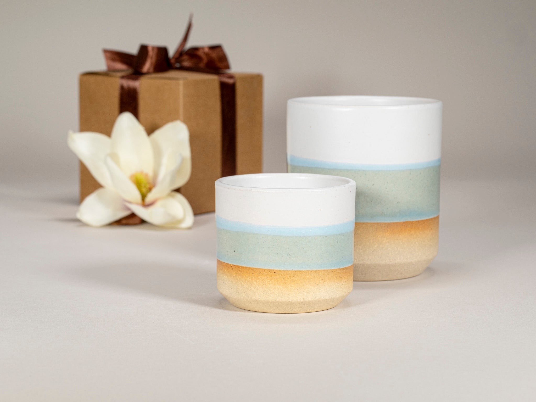 Spinware Cup Duo Gift Set — Light Blue & White Stoneware