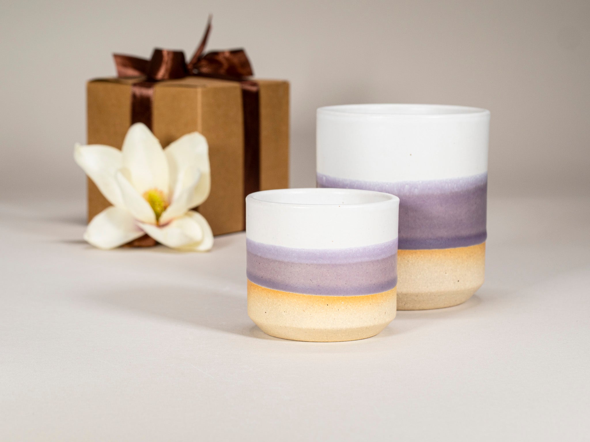 Spinware Cup Duo Gift Set — Purple & White Stoneware