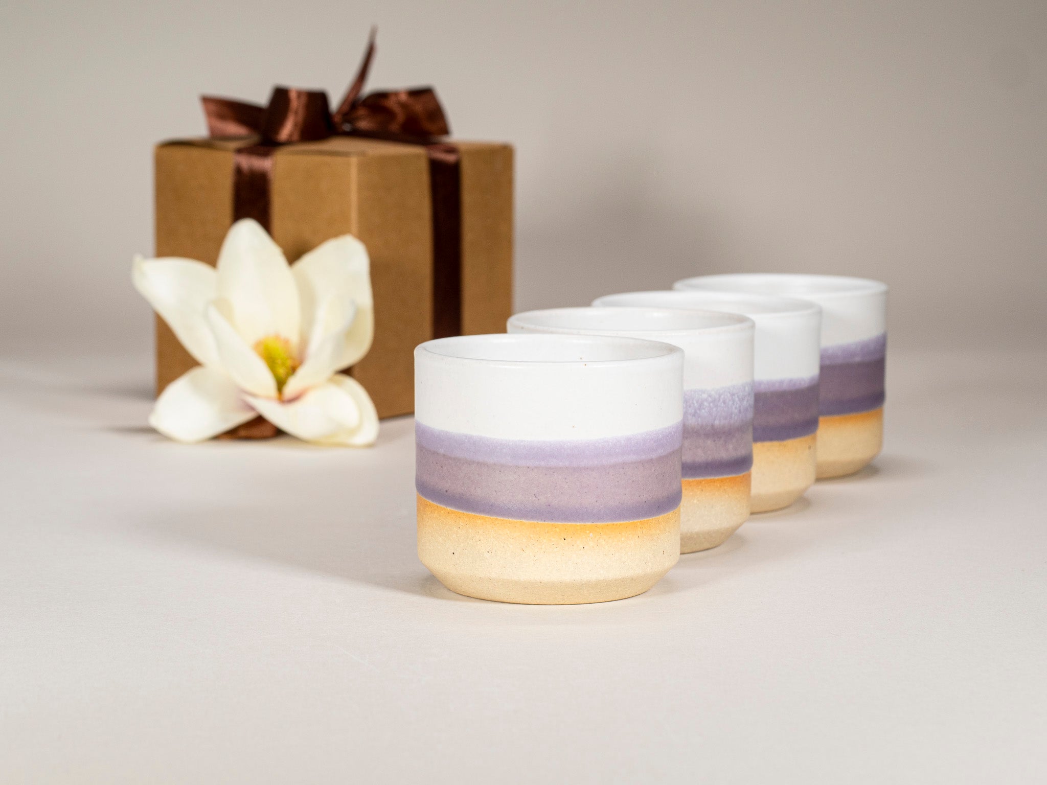 Spinware Cup Duo Gift Set — Purple & White Stoneware