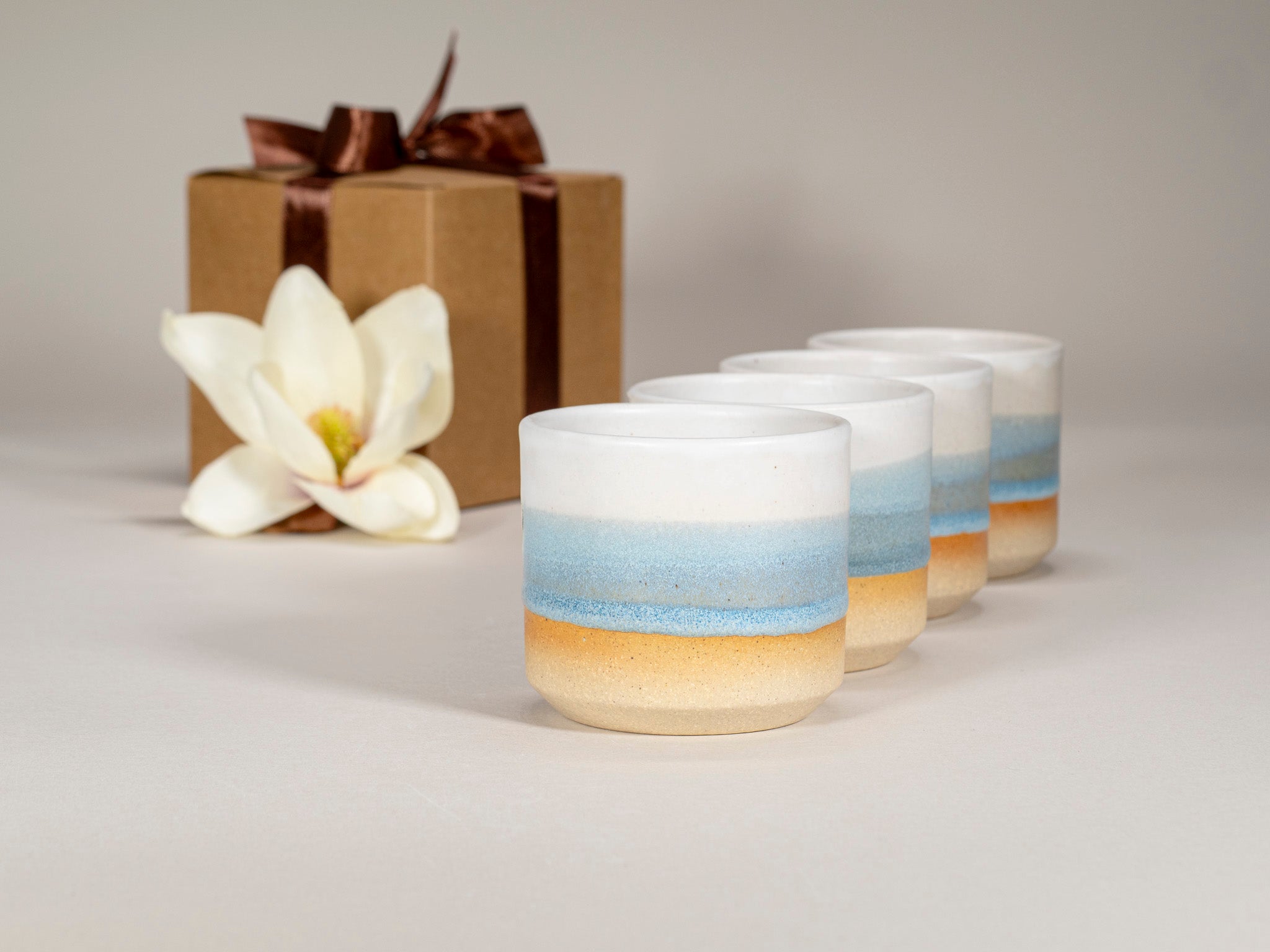 Spinware Cup Duo Gift Set — Ice Blue & White Stoneware