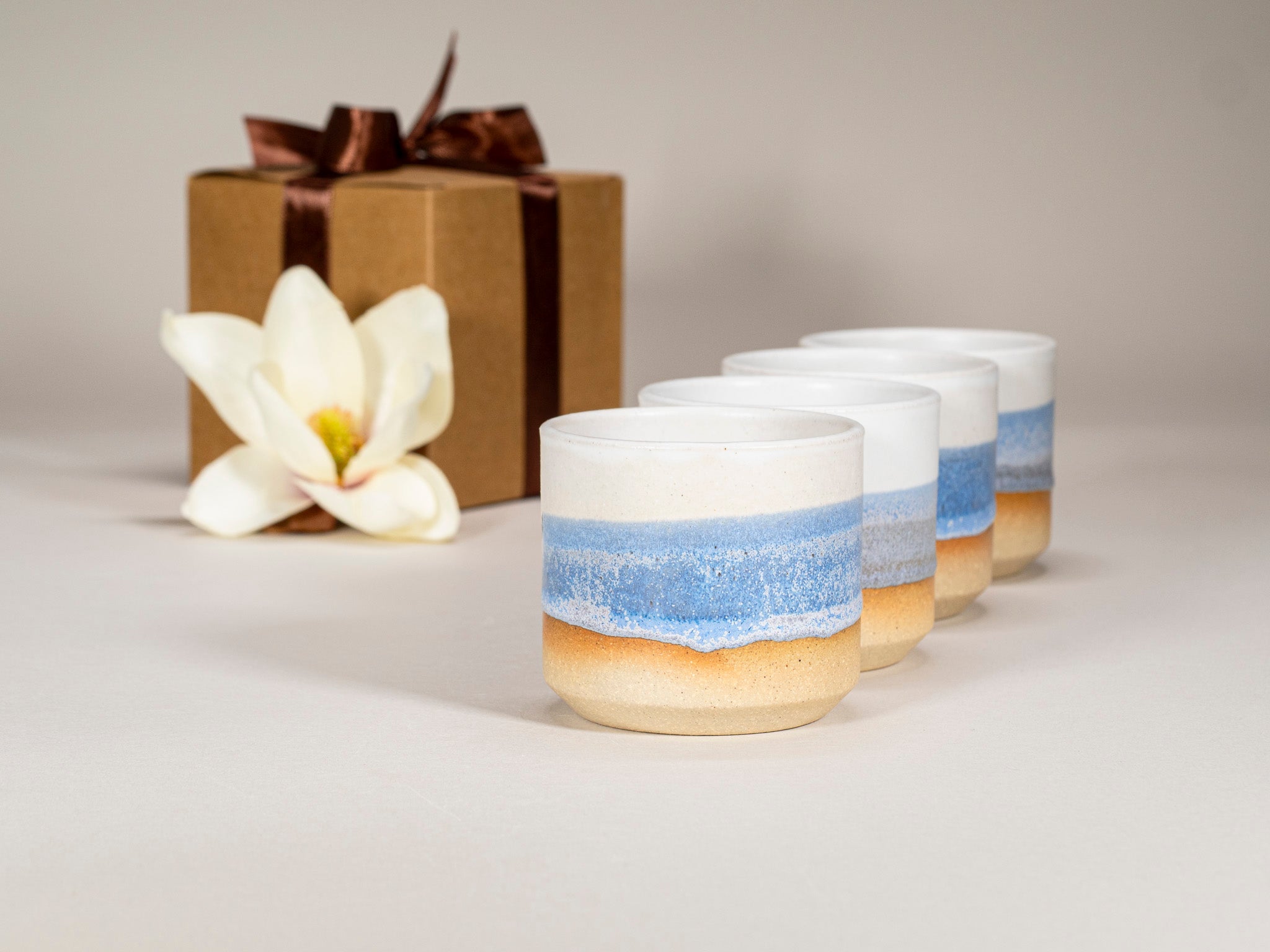 Spinware Cup Duo Gift Set — Blue-Purple & White Stoneware