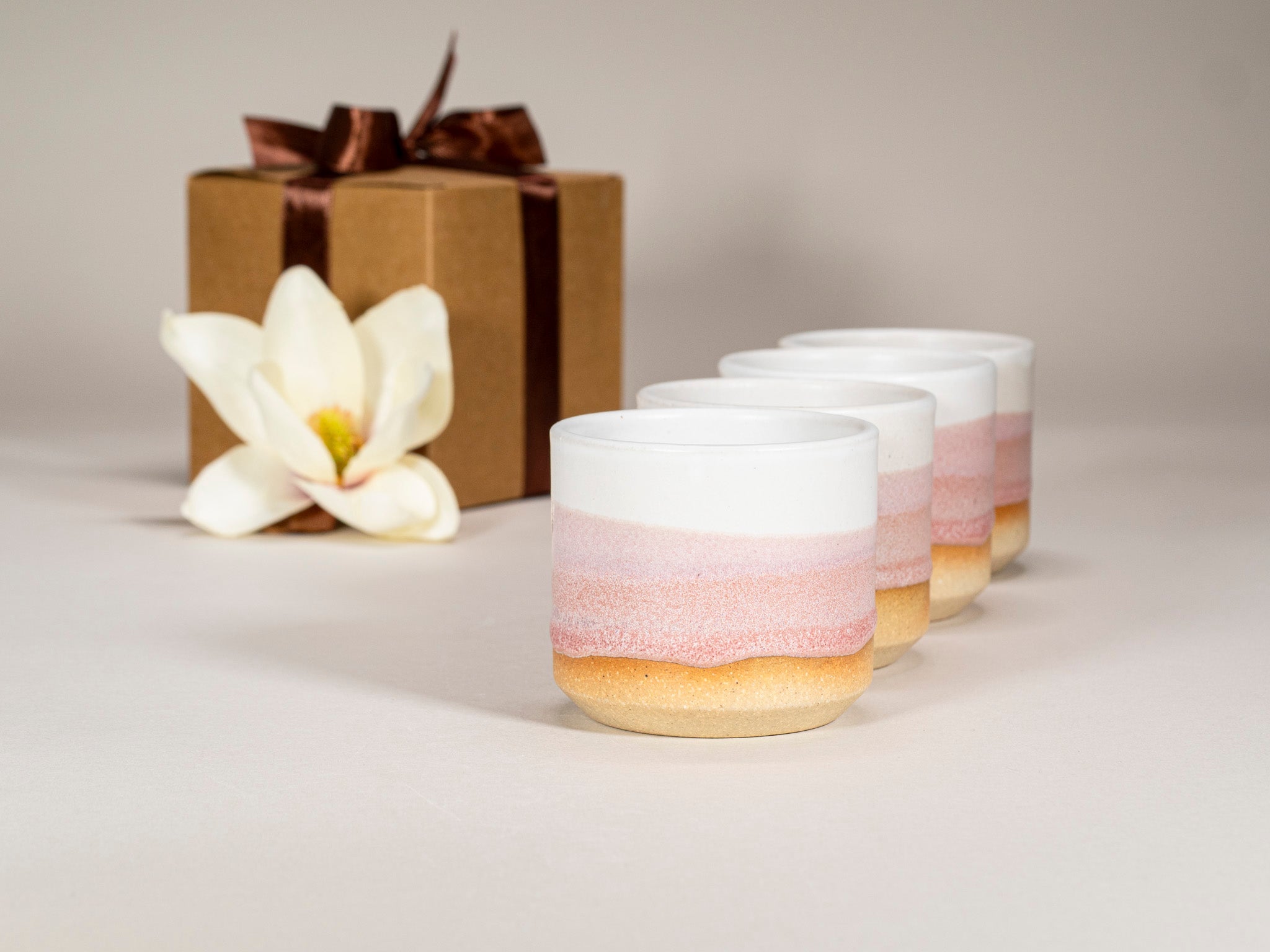 Spinware Cup Duo Gift Set — Pink & White Stoneware