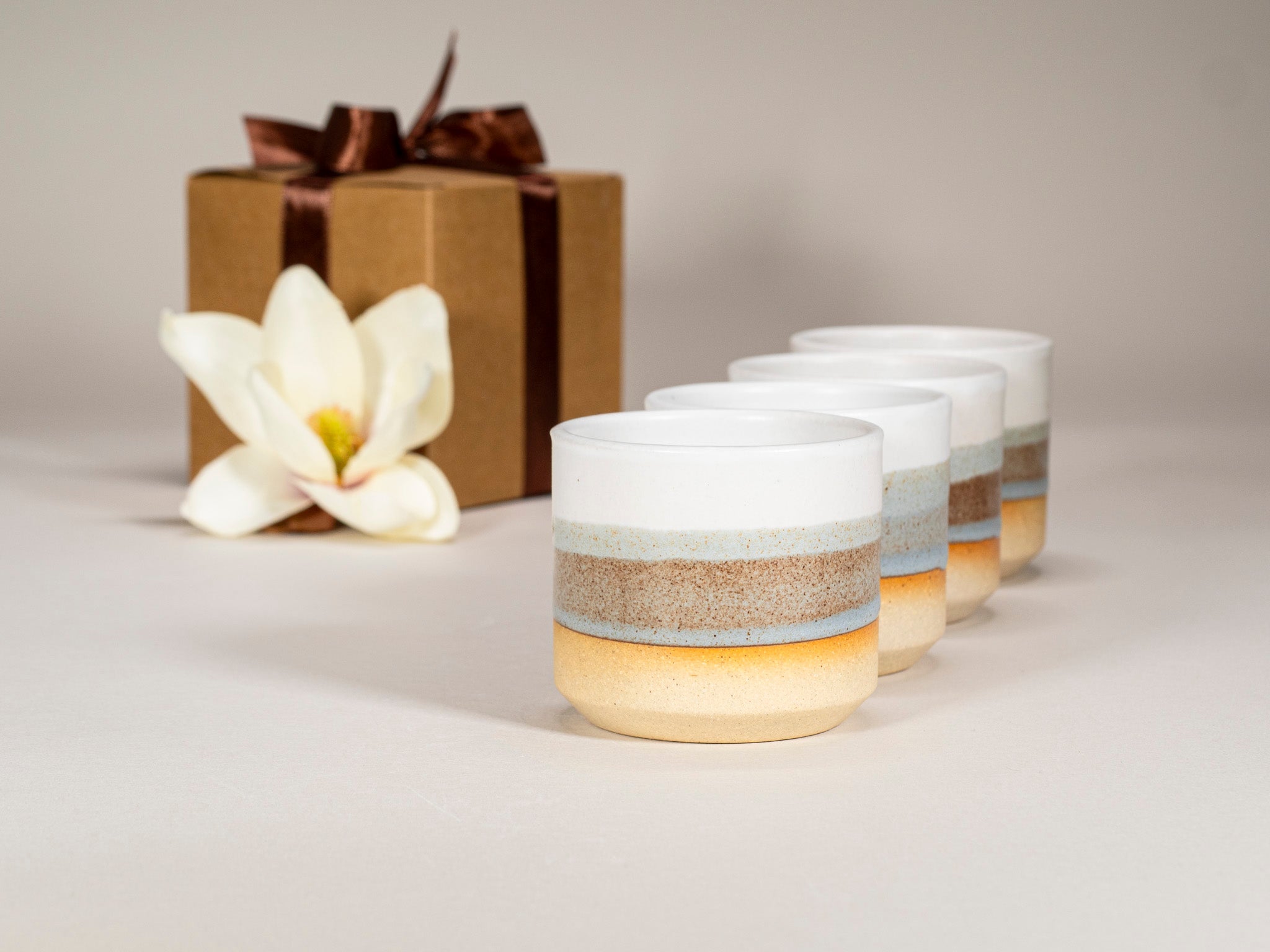 Spinware Cup Duo Gift Set — Brown-Blue & White Stoneware