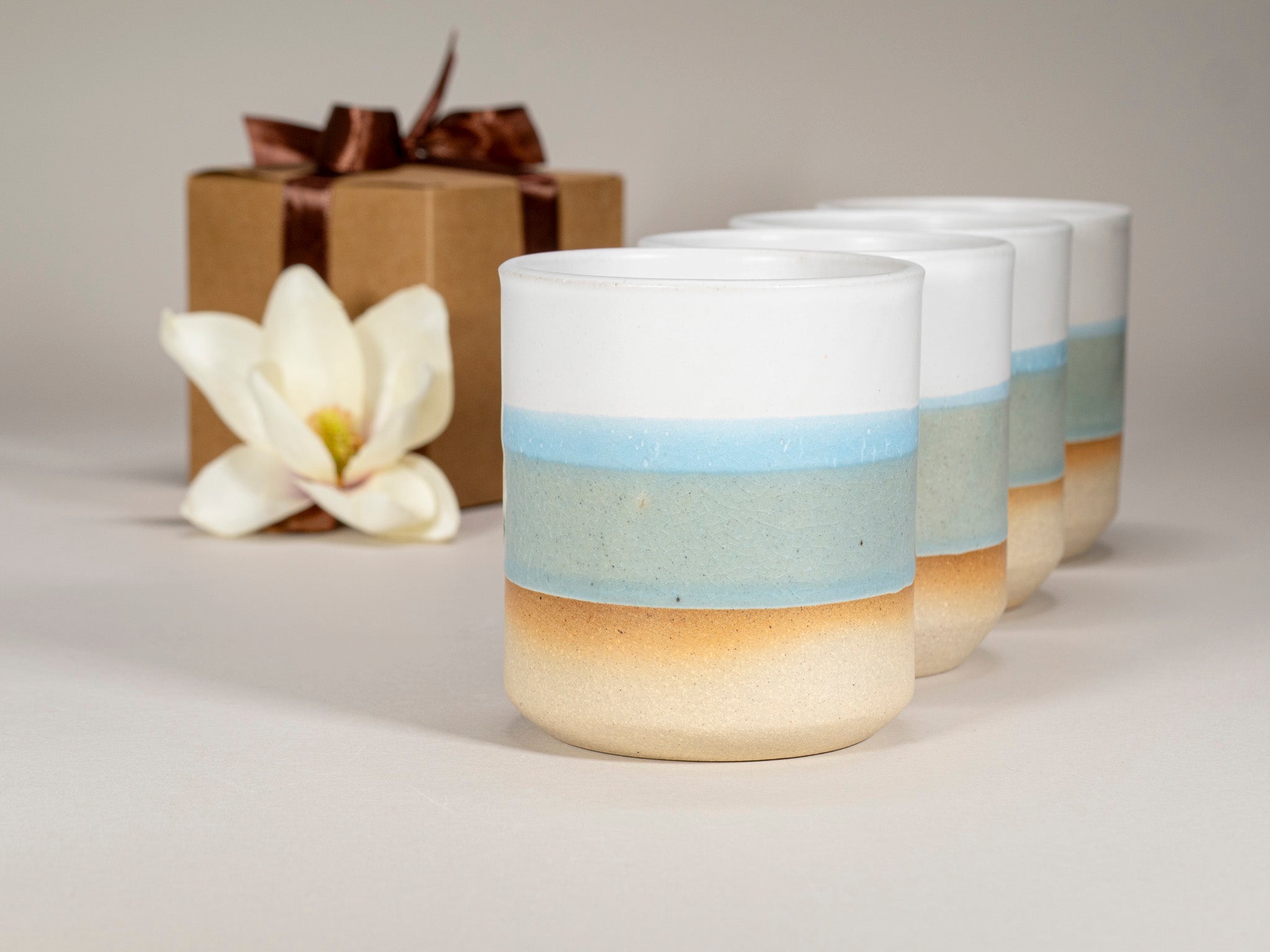 Spinware Cup Duo Gift Set — Light Blue & White Stoneware