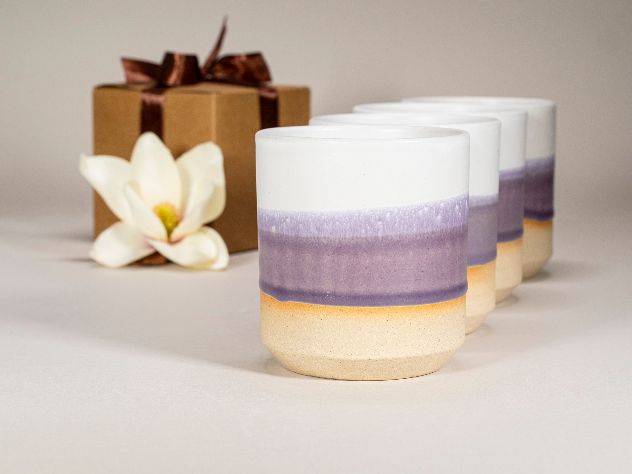 Spinware Cup Duo Gift Set — Purple & White Stoneware