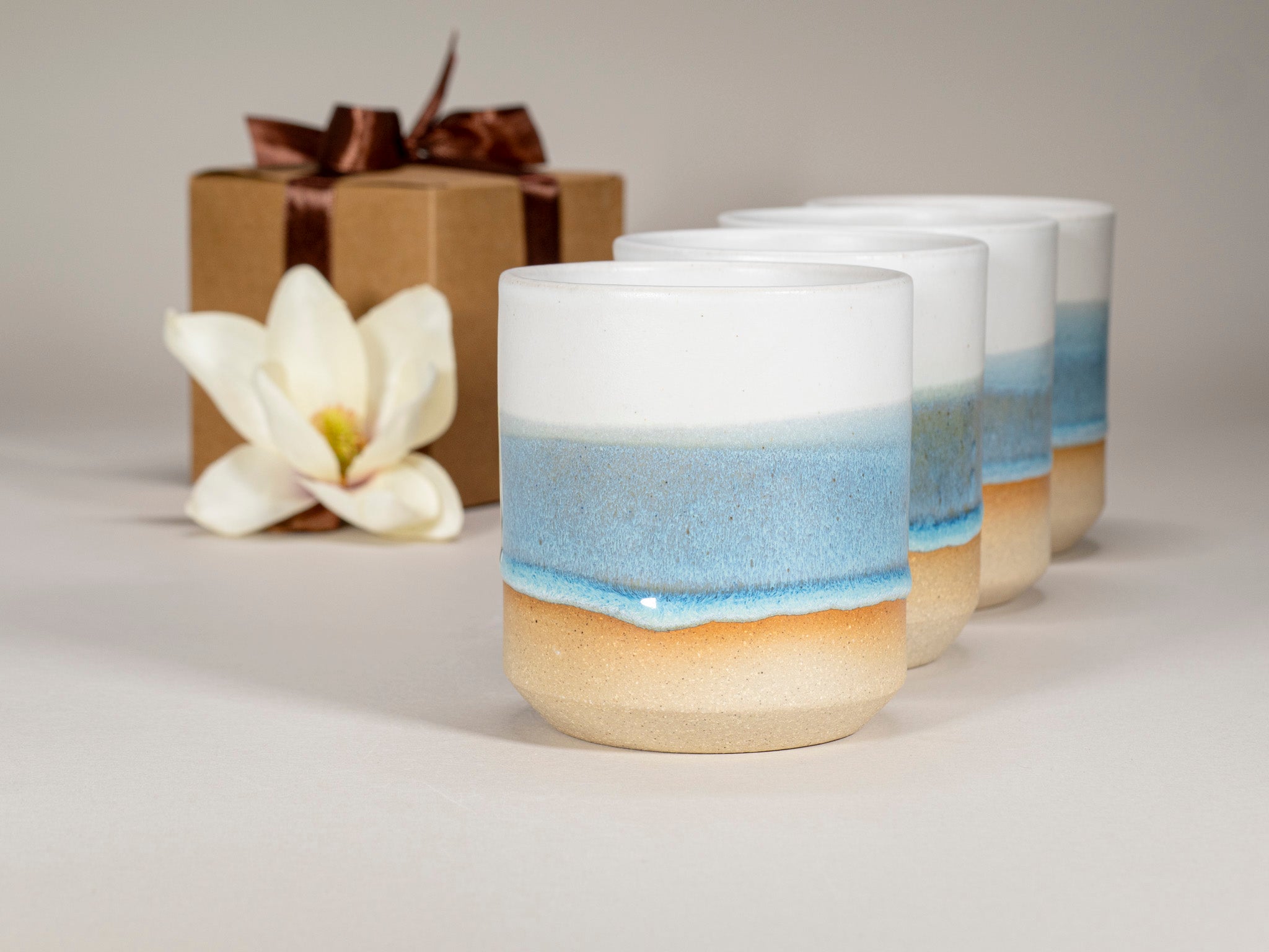 Spinware Cup Duo Gift Set — Ice Blue & White Stoneware