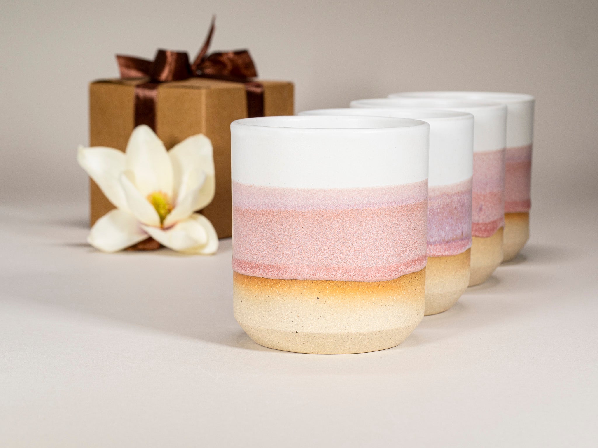 Spinware Cup Duo Gift Set — Pink & White Stoneware