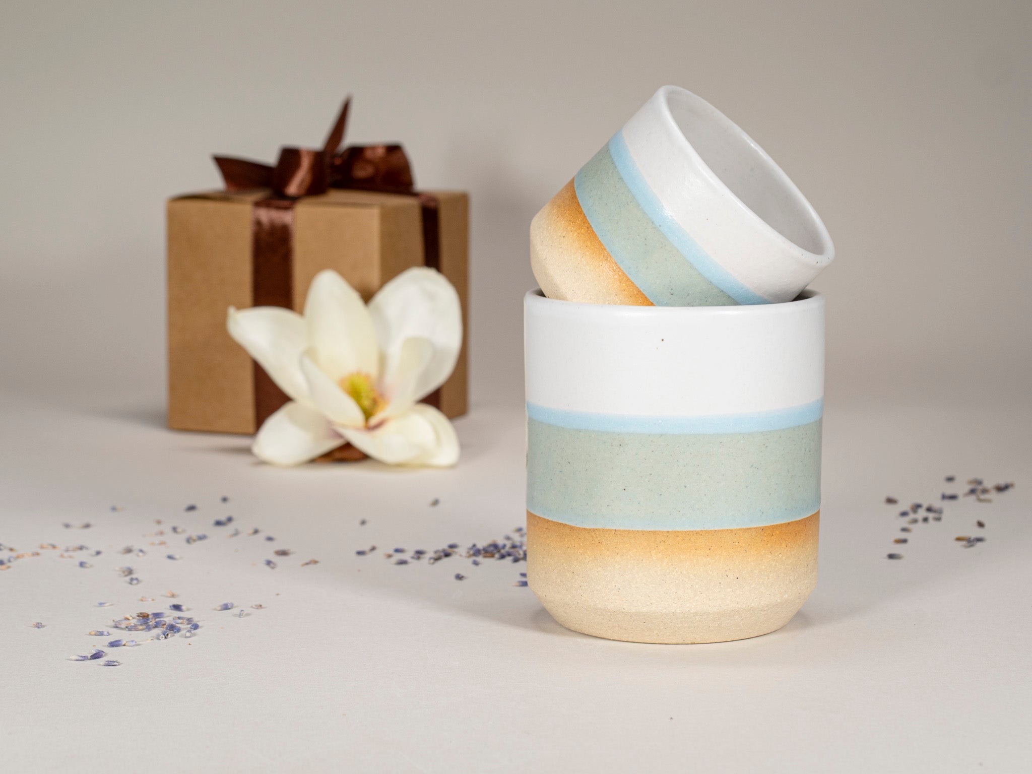 Spinware Cup Duo Gift Set — Light Blue & White Stoneware