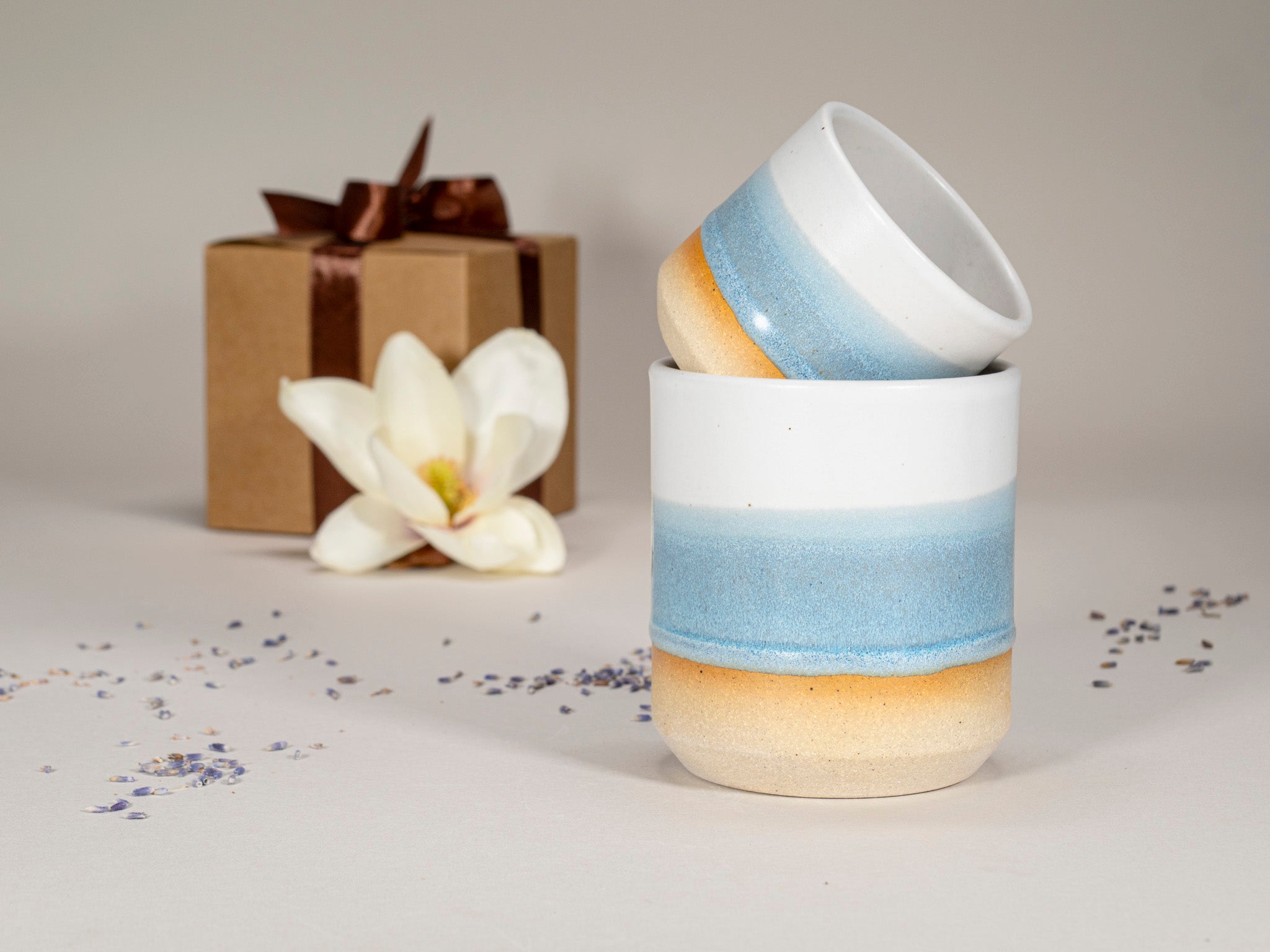 Spinware Cup Duo Gift Set — Ice Blue & White Stoneware