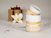 Spinware Cup Duo Gift Set — Sandy & White Trailed Stoneware