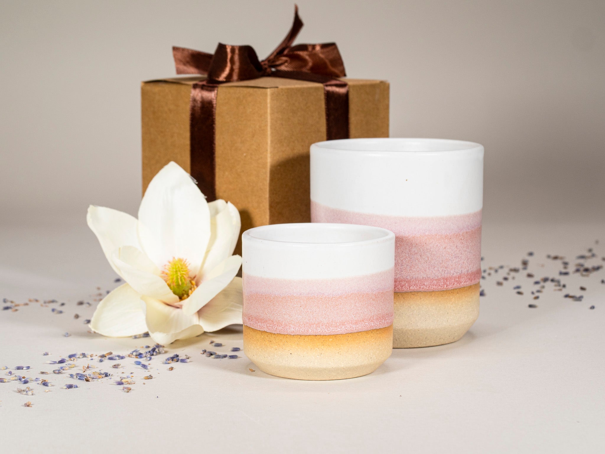 Spinware Cup Duo Gift Set — Pink & White Stoneware
