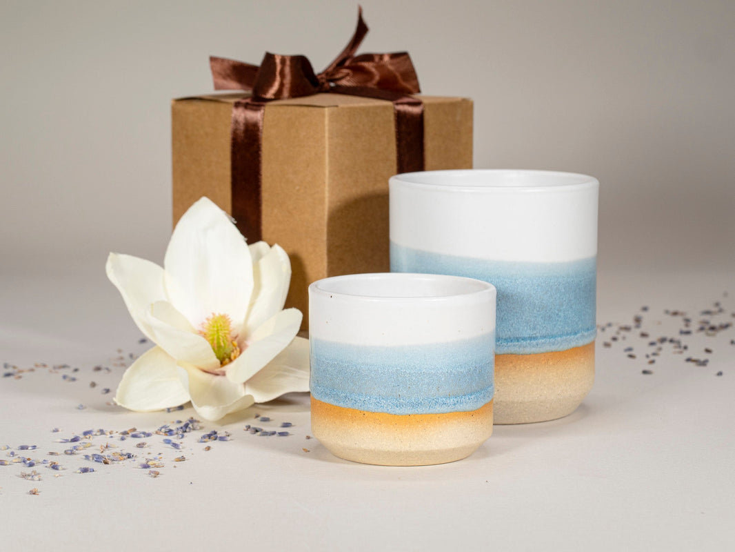 Spinware Cup Duo Gift Set — Ice Blue & White Stoneware