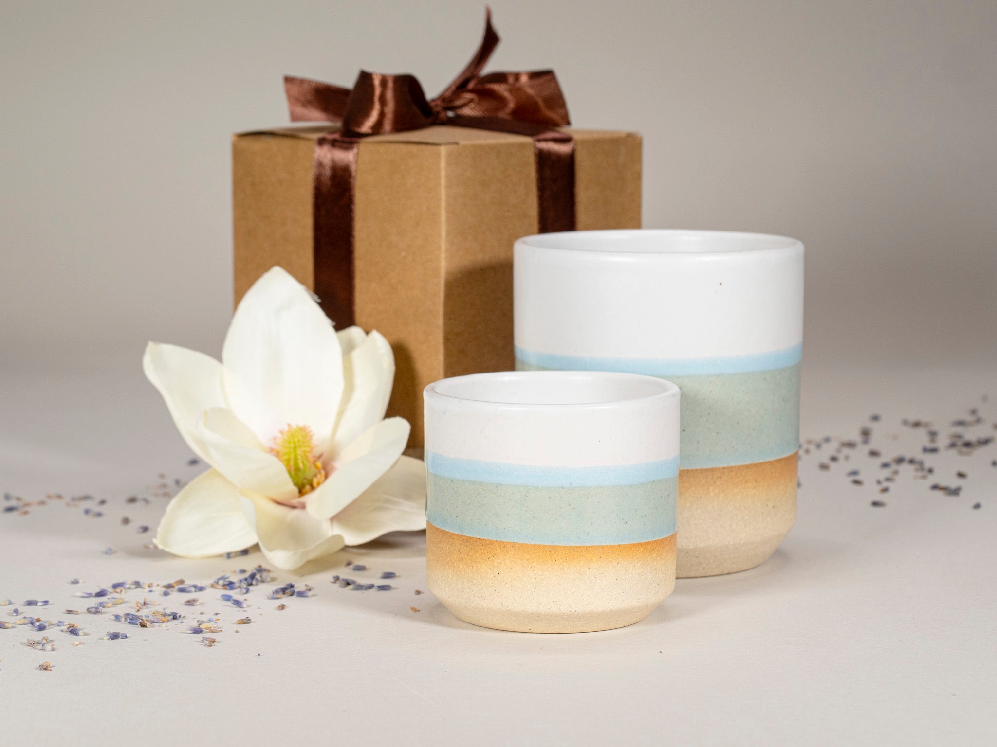 Spinware Cup Duo Gift Set — Light Blue & White Stoneware