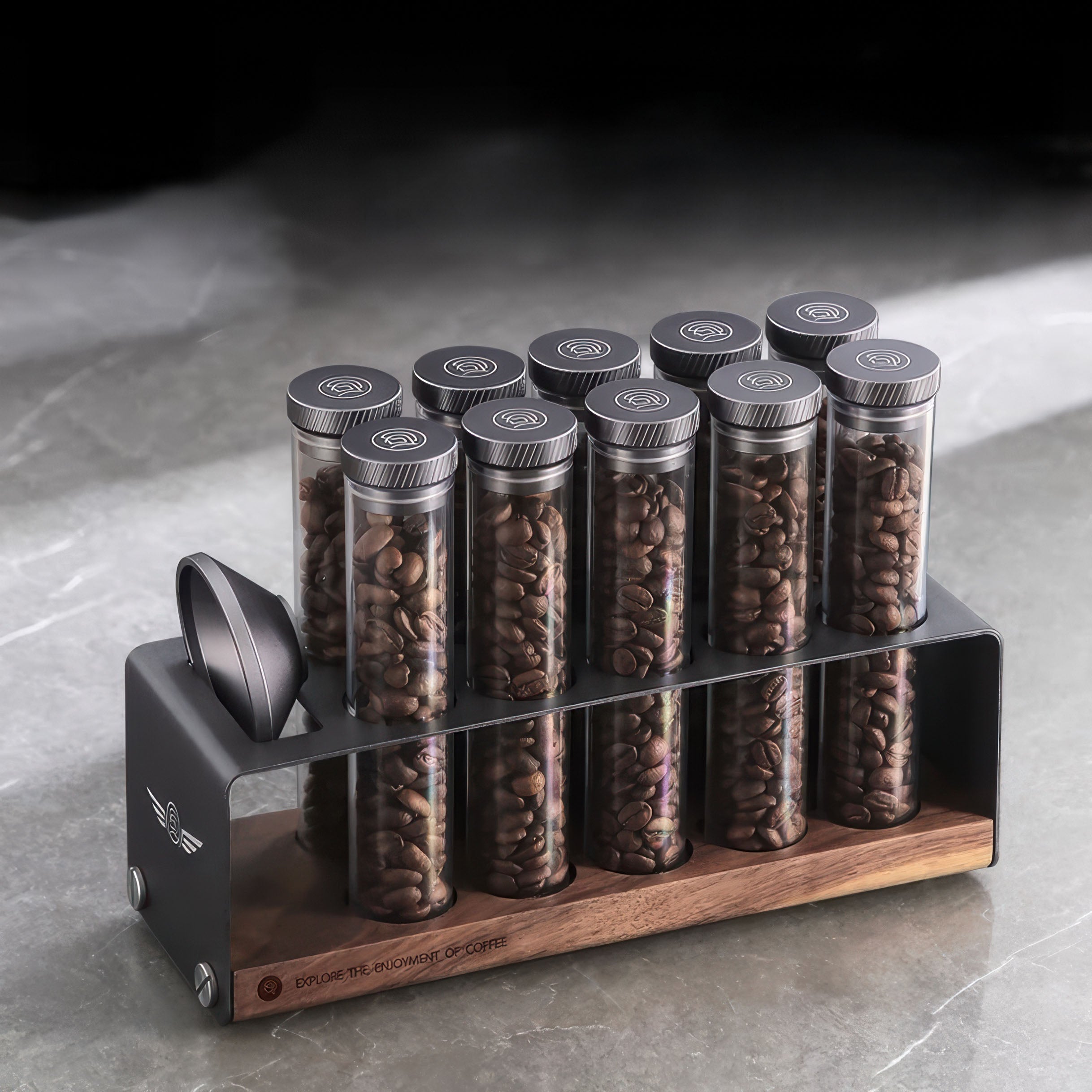 Pro Coffee Bean Storage Display & Degassing Stand