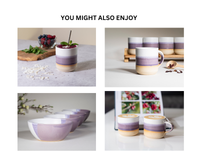 Spinware Latte Cup — Purple & White Stoneware (10–12 oz)