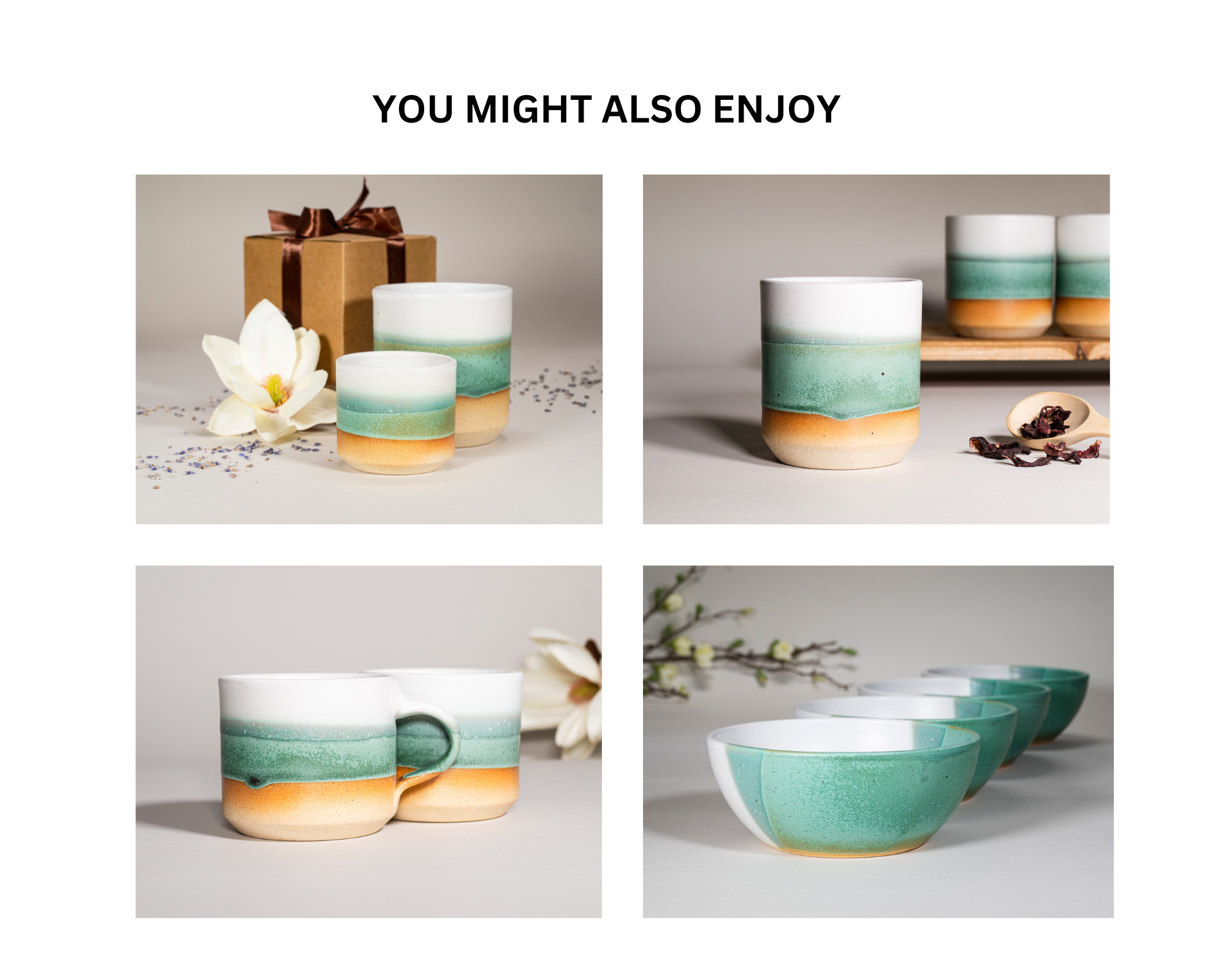 Spinware Latte Cup — Green & White Stoneware (10–12 oz)