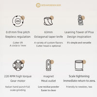 STARSEEKER Explorer Edge+ Electric Coffee Grinder — 63mm Titanium Burr